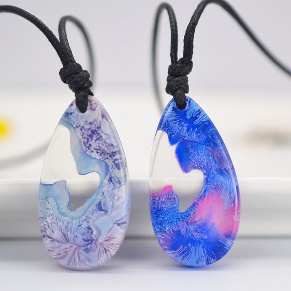 

pendant necklaces classic transparent resin water drop shape necklace women rope fashion jewelry gifts for girls, Silver