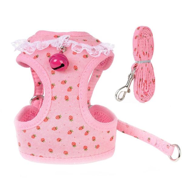 

dog collars & leashes cute pet vest harness for small dogs chihuahua pug harnesses with bell puppy cat walking leash set pets supplies