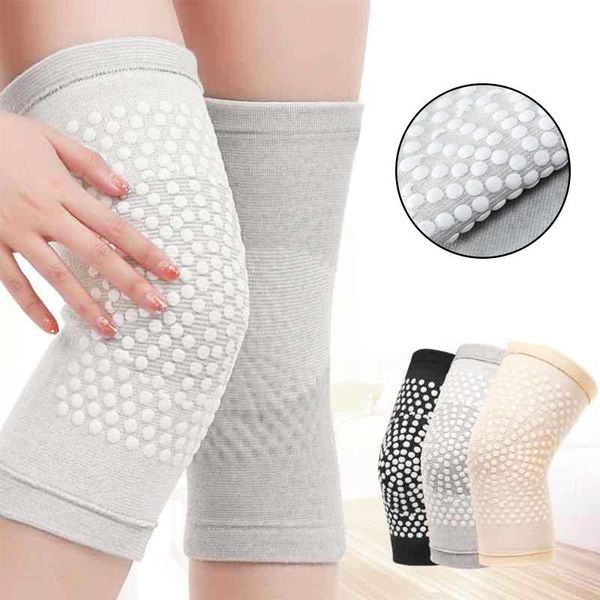 

pair self heating magnetic therapy knee pads sleeve joint pain relief recovery arthritis brace support protector belt elbow &, Black;gray