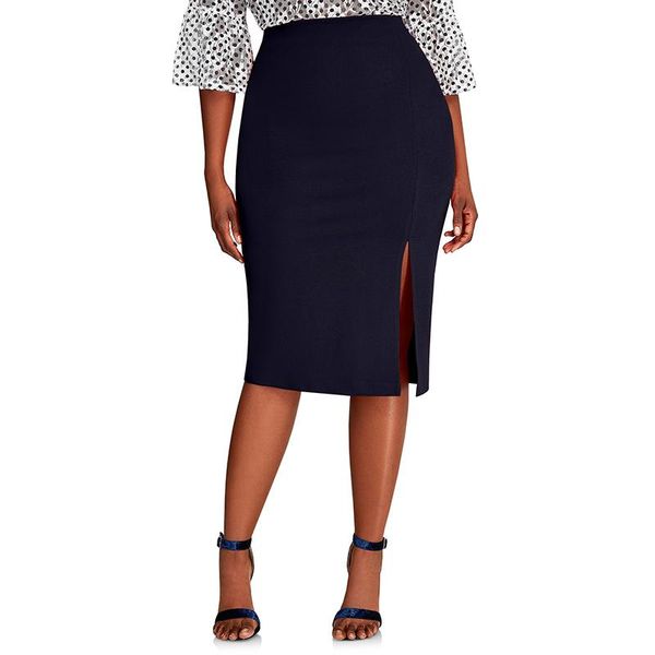 

skirts cocoepps skirt plus size women clothing faldas mujer moda 2021 summer casual office lady big large bodycon straight, Black