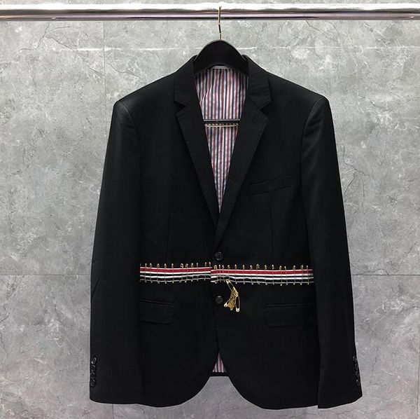 

men's suits & blazers fashion brand men's jacket, striped almazuela suit, tight casual wool coat, single row buttons, 2021, White;black