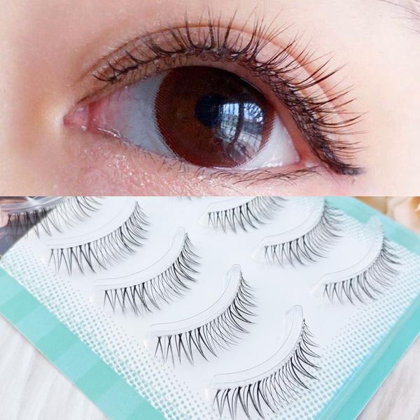 

false eyelashes 5 pairs natural wispy lashes short fluffy korean handmade soft ultra light nude eye for asian eyes