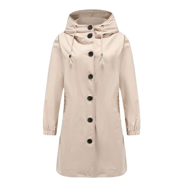 

women's jackets long raincoat hooded jacket women autumn winter split rain coat hiking outdoor camping windproof button midi windbreake, Black;brown