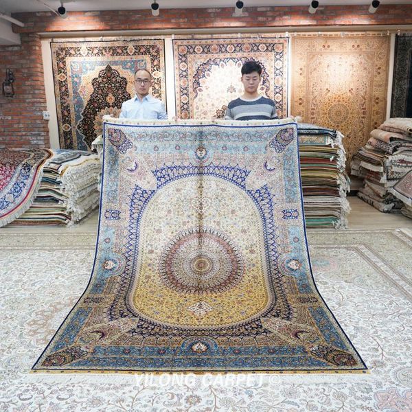 

carpets yilong 6'x9' vantage handmade beige living room carpet persian silk rugs for sale (zqg490a)