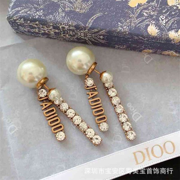 

75% off outlet online pearl letter earrings classic 925 silver needle with