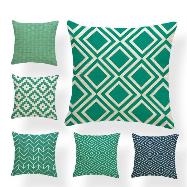 

cushion/decorative pillow novelty pillowcase green plaid arrow geometry cushion cover dormitory polyester linen 43*43cm decoration square so
