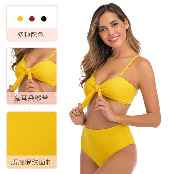 

bikini sling solid 2021 color high waist split women's swimsuit, White;black