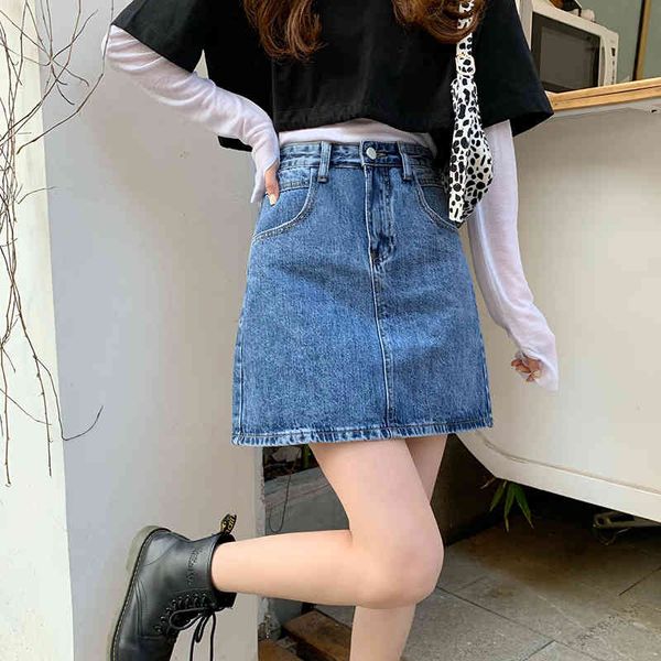 

women's shorts mini skirt classic jeans line to waist high, female school for spring and summer, bslg, White;black