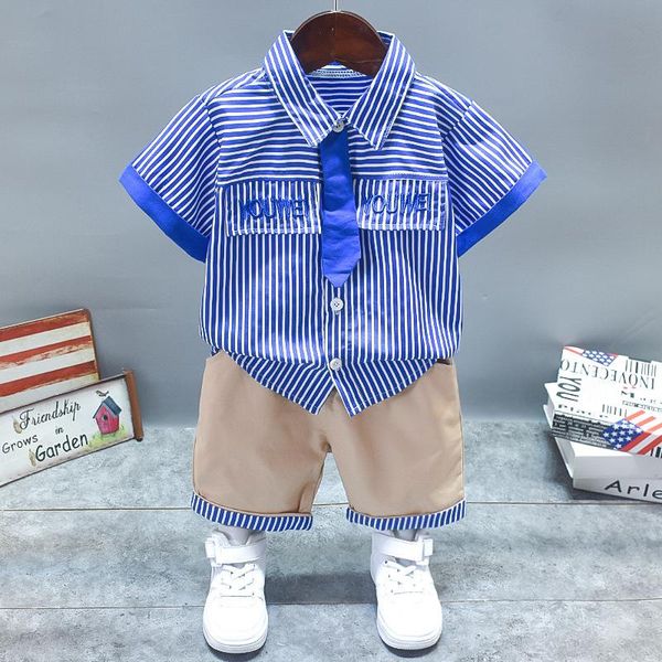 

clothing sets 0-4 years summer boy set 2021 casual fashion active striped t-shirt+ pant kid children baby toddler, White
