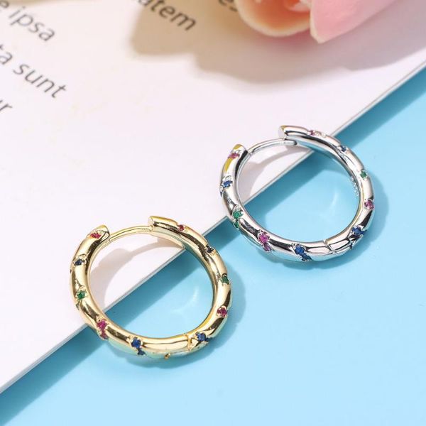 

hoop & huggie 1pair simple design circle round accessories jewelry party earrings charming cz for women, Golden;silver