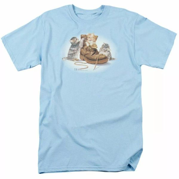 

wild wings playful kittens t shirt mens licensed cats tee light blue, White;black