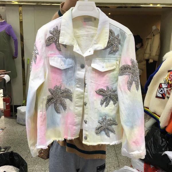 

women's jackets jacket short coats denim female autumn fashioncbeaded jeans coat single-breastey673, Black;brown