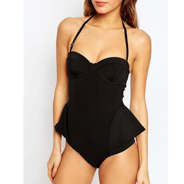 

two-piece suits bikini swimming suit for women bodysuit push up with pad black swimsuits one piece monokini swimwear plus size c0710