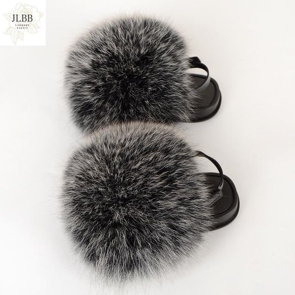 

real fur kids slippers slides toddler girls boys fluffy sandals with elastic belt casual beach slipper for children, Black;grey