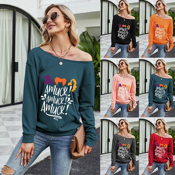 

2021 fall women's halloween alphabet printed sweater, Black