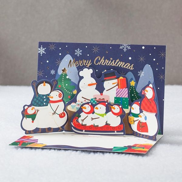 

greeting cards 3d up merry christmas origami paper cut postcards gift car