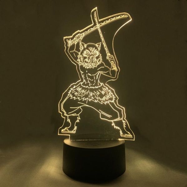 

night lights anime lamp set demon slayer inosuke hashibira 3d kimetsu no yaiba decor home collection tanjirou lighting