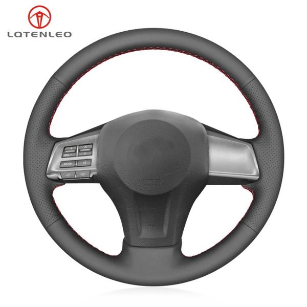 

steering wheel covers lqtenleo black artificial leather car cover for forester 2013-2021 legacy outback 2012-2014 xv 2011-2021