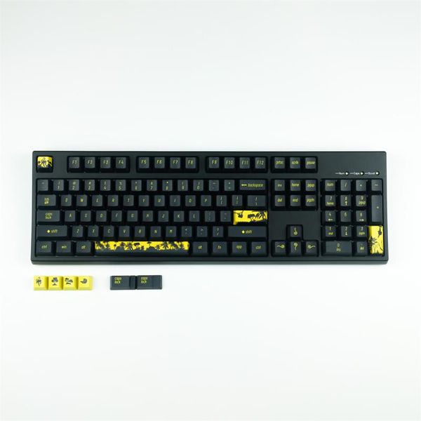 

keyboard mouse combos customized 108 keys rainforest black yellow long-tailed monkey pbt keycaps oem profil for cross switch mechanical keyb