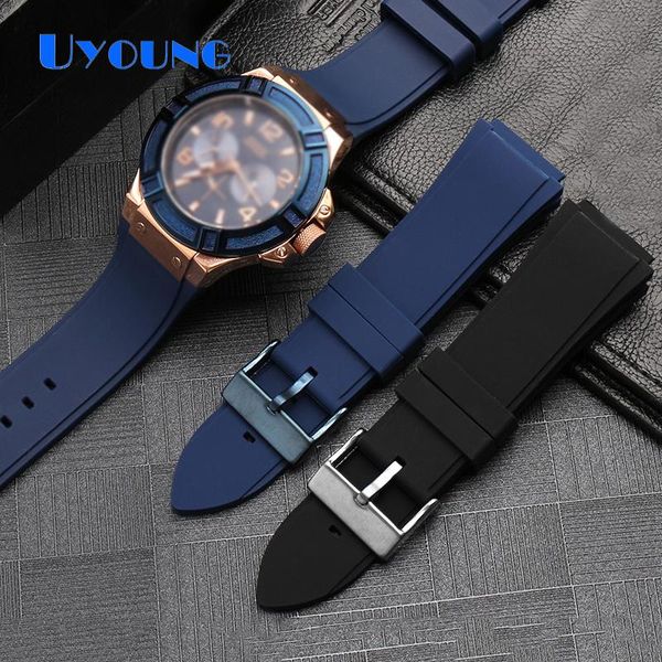 

watch bands silicone strap for guess22mm w0247g3 w0040g3 w0040g7 replace port rubber band bracelet waterproof men, Black;brown