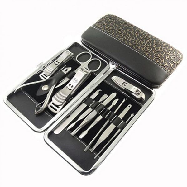 

80% 12 pcs manicure set pedicure nail clippers scissors grooming kit art kits