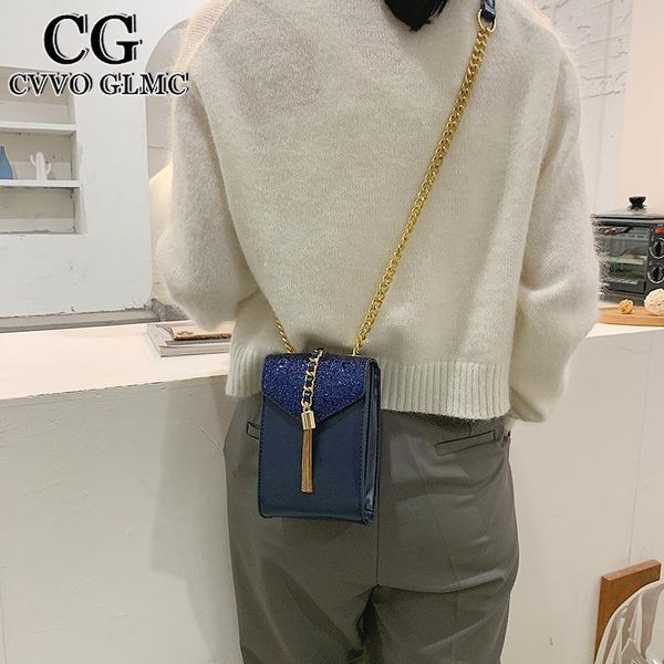 

evening bags cvvo glmc fashion chain bag 2021 messenger mini mobile phone lady shoulder sequin