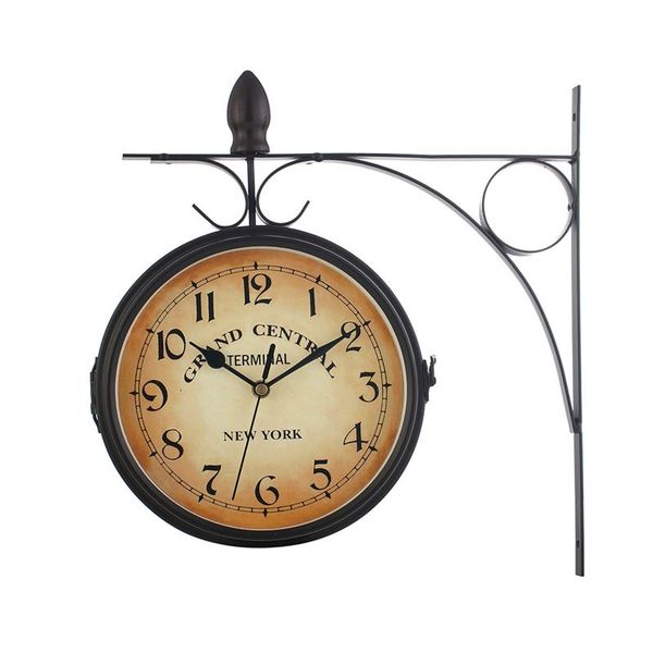 

wall clocks double side vintage clock outdoor garden outside art decoration salon decorative watch home living decor