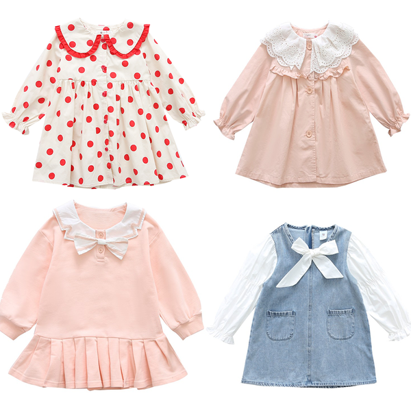 

2021koreanbowknotdressesforbabygirlslongsleevecasualdressspringsummerdemindressbabydressforgirl5yearsold, Red;yellow