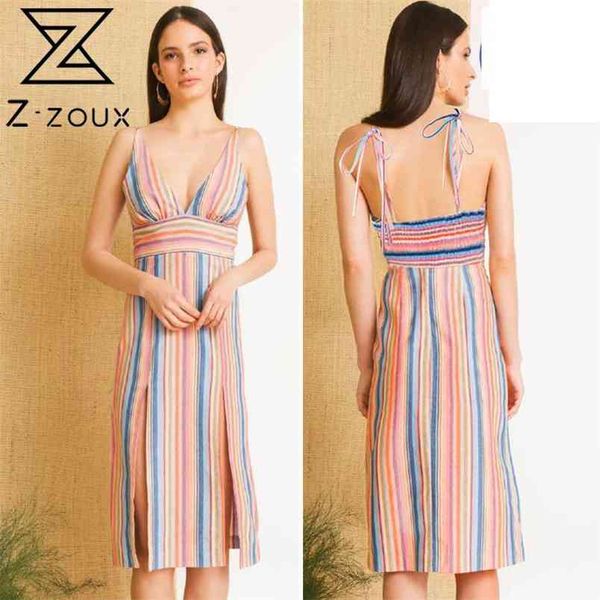 

women dress v-neck sleeveless striped dresses split plus size color matching summer fashion 210513, Black;gray
