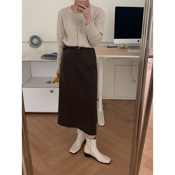 

skirts six meter autumn high korean loose waist split a-shaped long skirt children 81176, Black