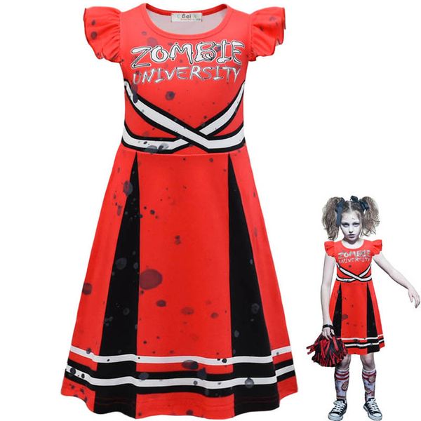 

girls dresses kids clothes children clothing halloween party dance cosplay costume dress b8237, Red;yellow