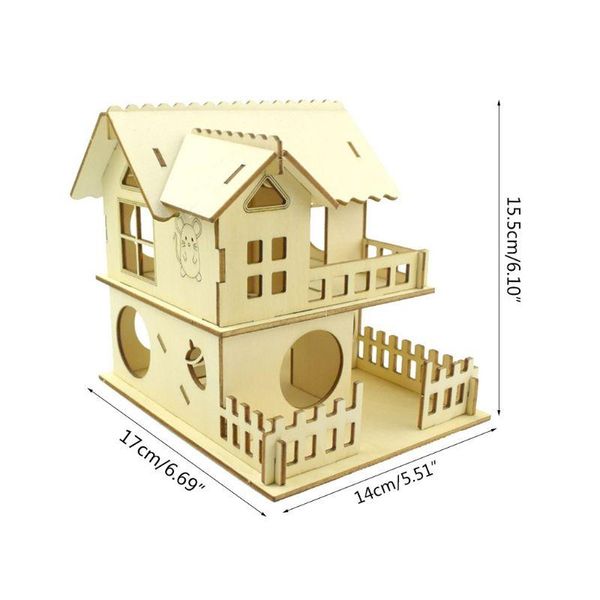 

bird cages k3na hamster hideout wooden hut small animals double layer villa rat room house cage exercise toy with ladder board accessories