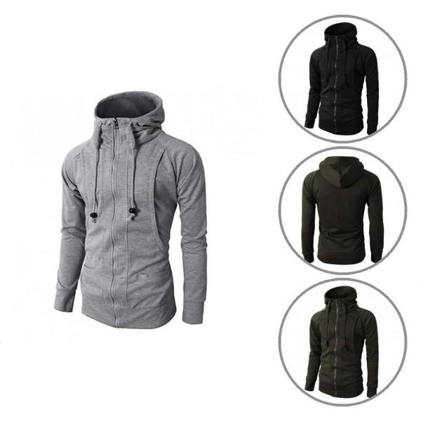 

men's jackets male coat solid color stylish hat cardigan autumn, Black;brown