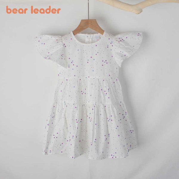 

bear leader summer kids girls casual dresses girl baby polka dot ruffles costumes children cute vestidos clothes for 4-8 years 210708, Red;yellow