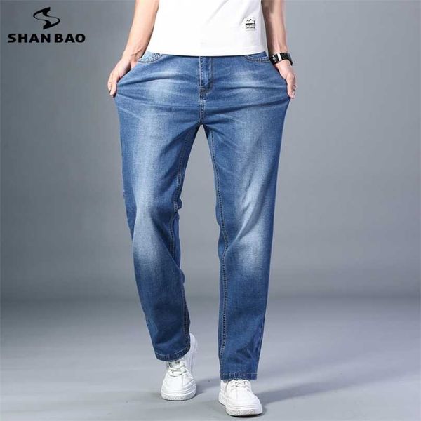 

7 colors men's lightweight straight loose jeans spring/summer brand stretch comfortable thin casual 211108, Blue