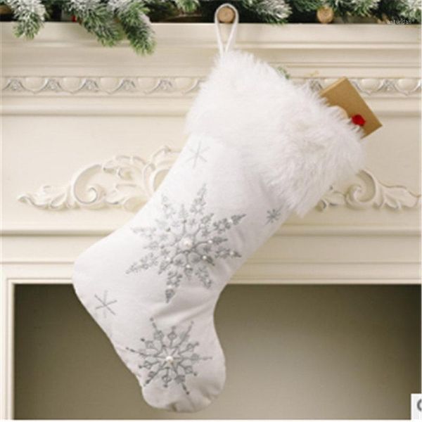 

christmas decorations flannel pearl snowflake socks plush large gift candy
