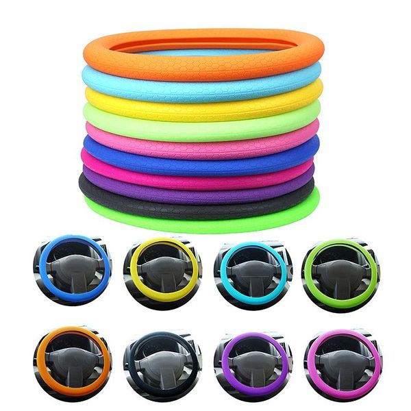 

steering wheel covers food grade silicone auto steering-wheel cover fashion soft anti-slip for 37-38cm car styling