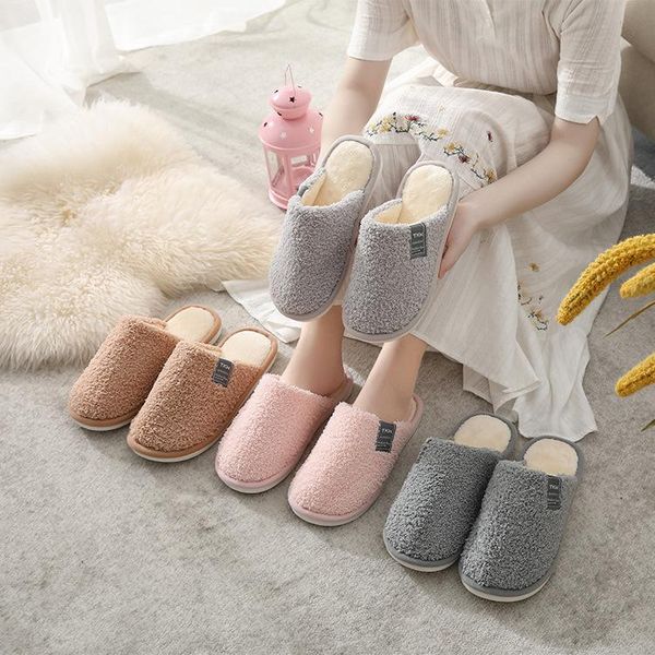 

autumn and winter fashion casual women's shoes velvet couple cotton slippers to keep warm at home, Black