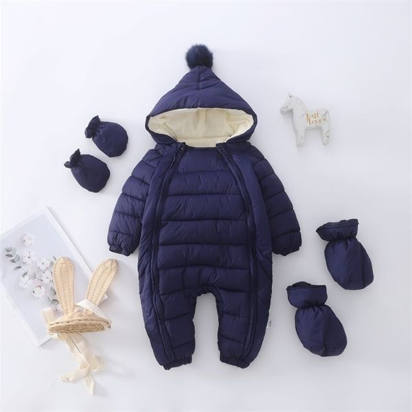 Baby Boy Girl Roupas Espessura Macacão Macacão Macacão Jumpsuit Capuz Crianças Inverno Outono Macacão Kids Snowsuit 211101