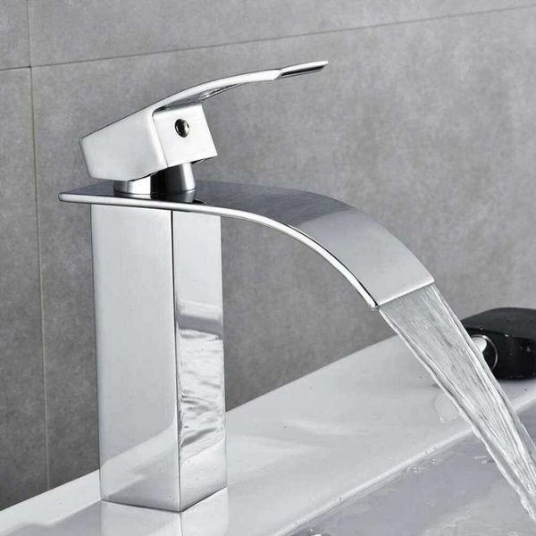 

3/8 g1/2 standard wide spout brass waterfall sink faucet and cold water basin tap bathroom faucets