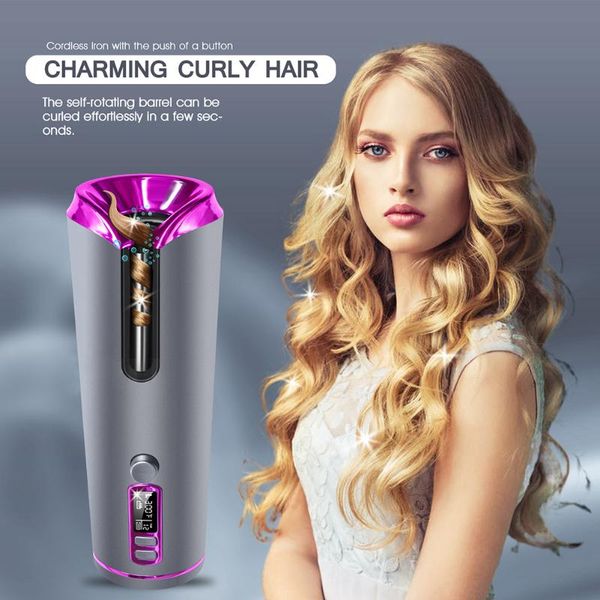 

display hair curler rollers cordless automatic rotating curling iron usb rechargeable waver wand curly machine styling bath accessory set