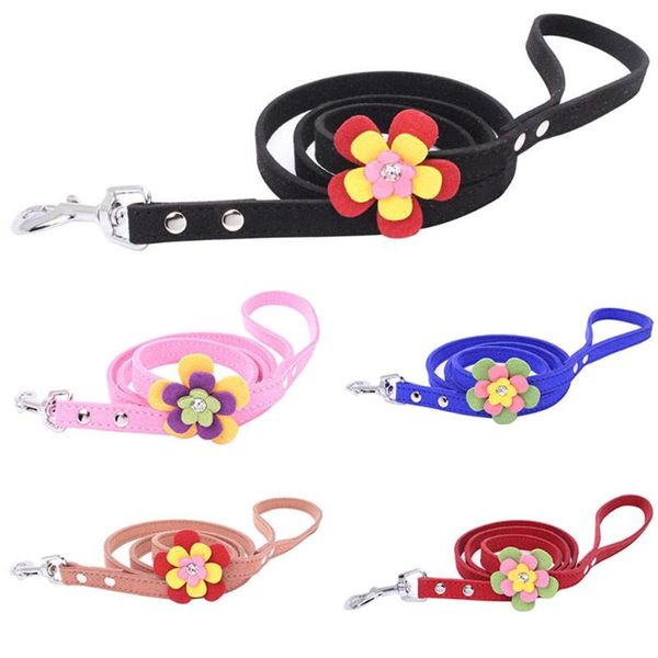 

dog collars & leashes flower pet leash chain suede microfiber supplies