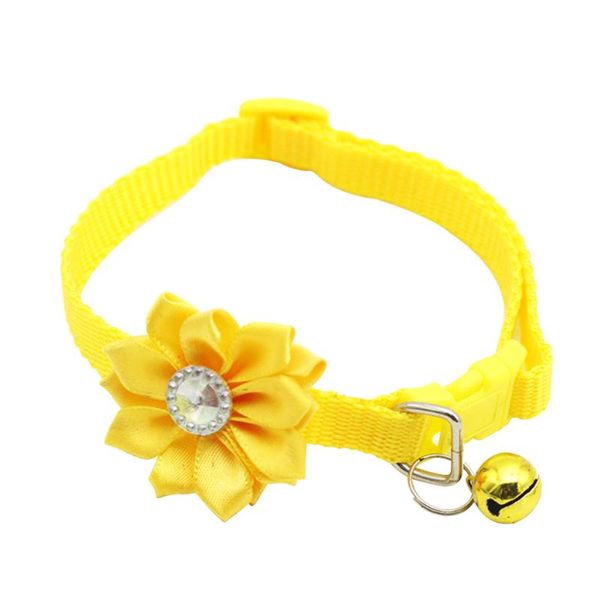 

dog collars & leashes cat rhinestone flower anti lost with bell gift snap buckle adjustable styling kitten cute pet collar accessories puppy