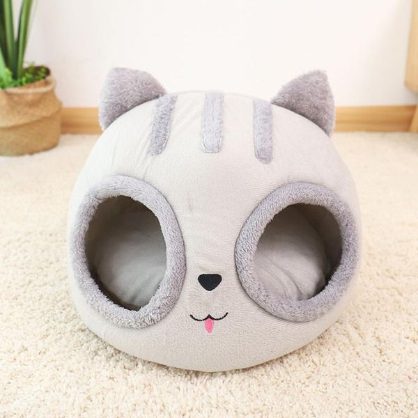 

cat beds & furniture warmer pet nest bed portable kennel house semi-closed detachable kitty shaped pets tent soft plush sponge home for smal
