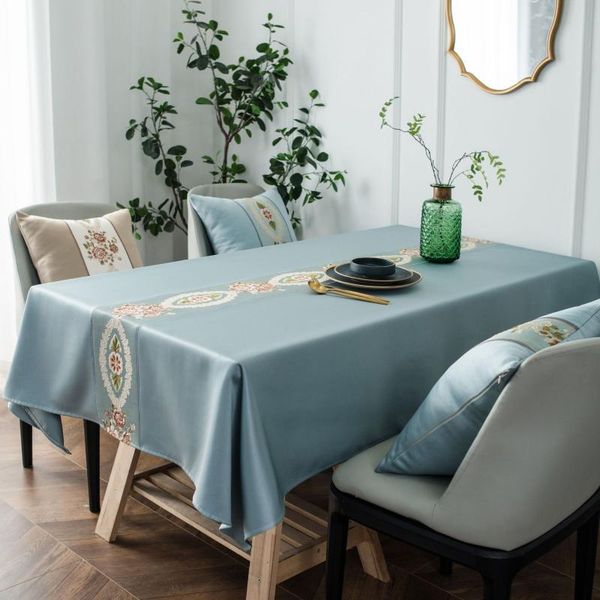 

table cloth water-proof rectangle restaurant tablecloth european luxury embroidery 100% polyester solid color for home party