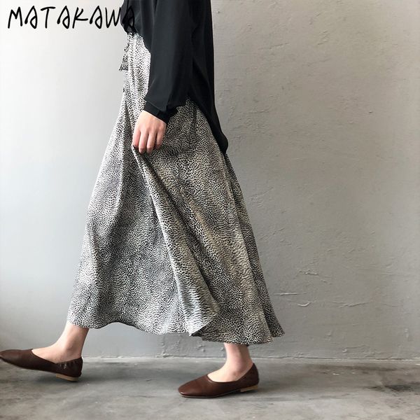 

matakawa korean leopard print skirt satin silk fishtail slim high waist skirt a-line skirts womens spring fashion mujer faldas 210513, Black