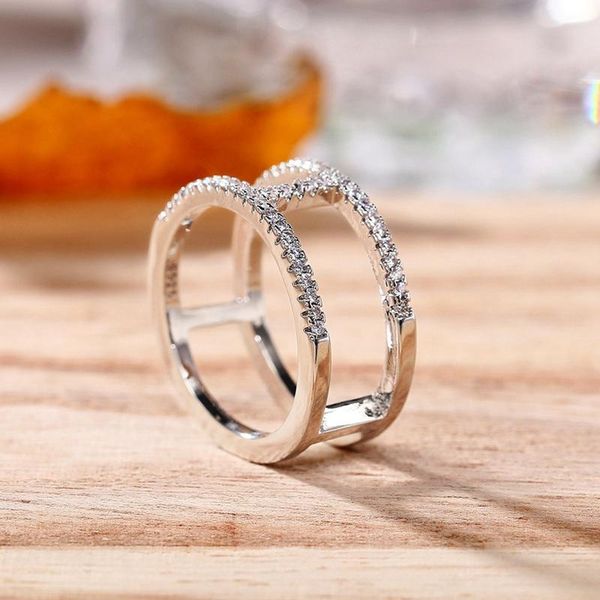 

wedding rings simple and stylish women for ceremony party dazzling cz female finger-rings exquisite gifts trendy jewelry, Slivery;golden