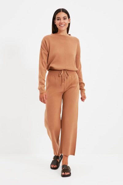 

women's two piece pants trendyol flat knitwear sub-suit twoaw22au0070, White