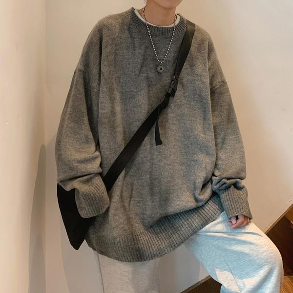 

men's sweaters retro ins tie-dye sweater warm knit wild round neck, White;black