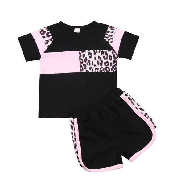 

clothing sets born baby girls short sleeve set soft leopard print patchwork + shorts 2pcs clothes, White